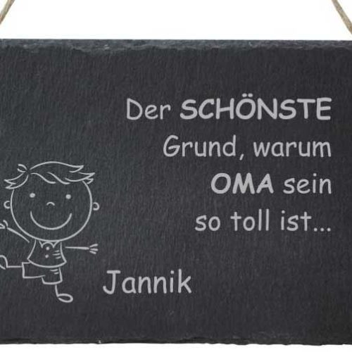 Dekoschild aus Schiefer - der schönste Grund Oma zu sein