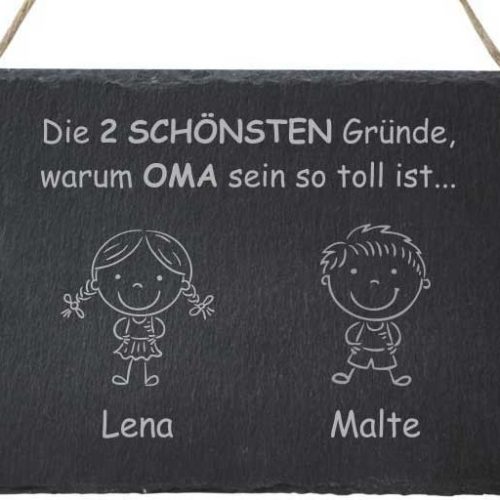 Dekoschild aus Schiefer - die 2 schönsten Gründe Oma zu sein