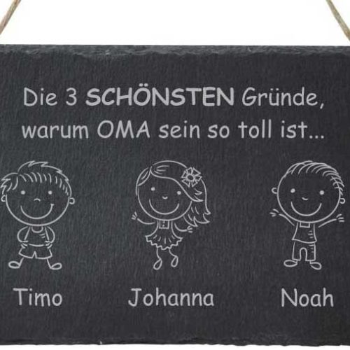 Dekoschild aus Schiefer - die 3 schönsten Gründe Oma zu sein