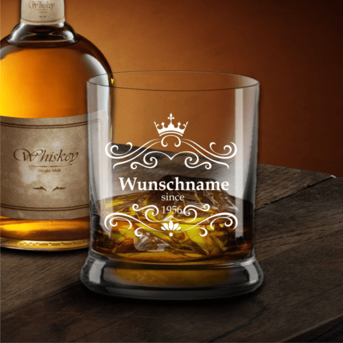Whisky-Glas mit Wunschnamen und Datum