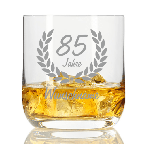 personalisiertes Whisky-Glas mit Namensgravur zum 85. Geburtstag