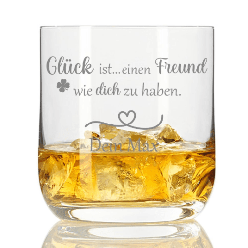 personalisiertes Whiskyglas Glück ist einen Freund wie dich zu...