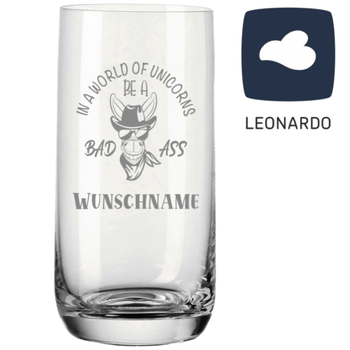 Trinkglas von Leonardo mit Wunschname BAD ASS