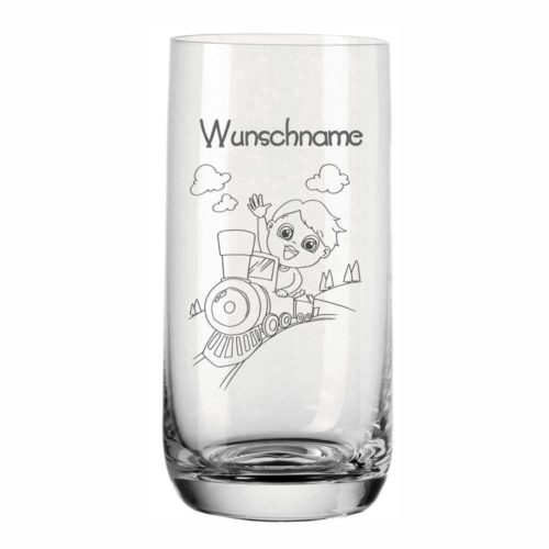 Trinkglas für Kinder mit Wunschnamen von Leonardo - Eisenbahn