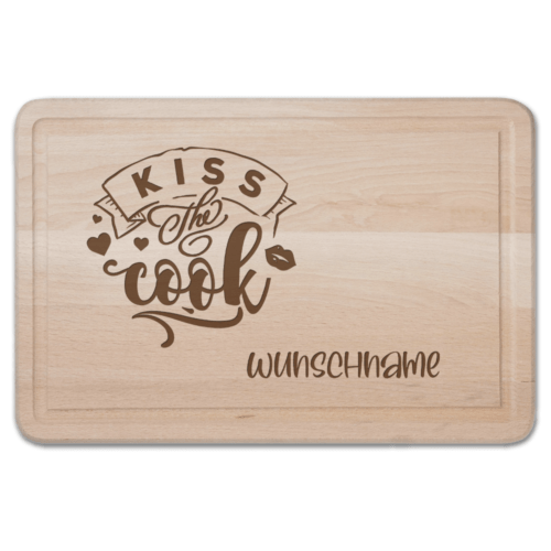 Schneidebrett mit Namen kiss the cook
