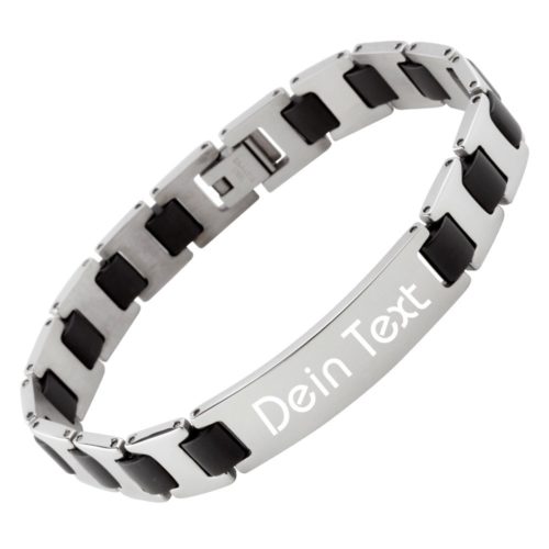 Armband mit Gravur Edelstahl-Kautschuk AG-013