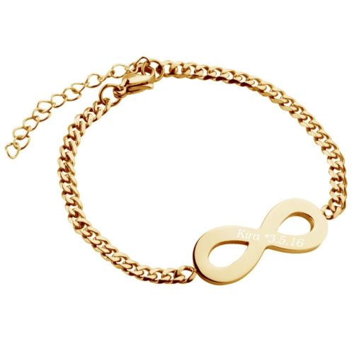 Panzer-Armband mit Gravur Infinity gold mit Verstellkettchen