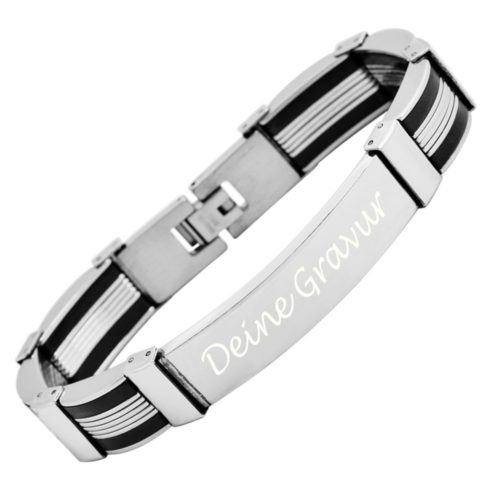 Armband mit Gravur Edelstahl-Kautschuk AG-028