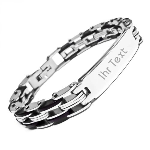 Armband mit Gravur Edelstahl-Kautschuk AG-043