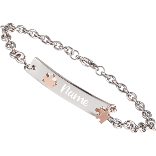 Armband mit Gravur Edelstahl Puzzle rose AG-078