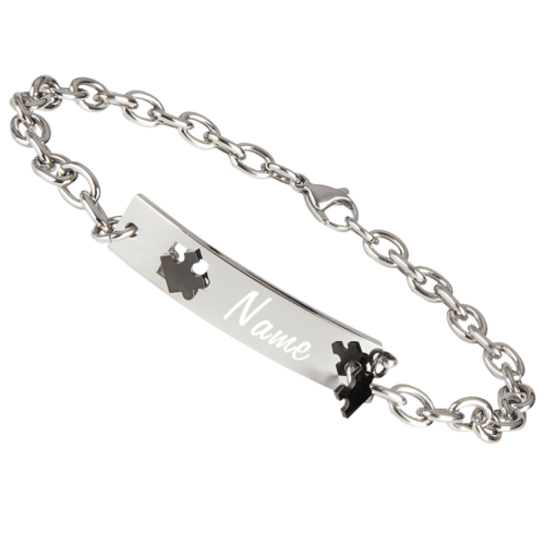Armband mit Gravur Edelstahl Puzzle schwarz