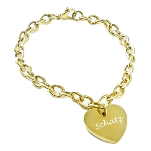 Herz-Armband mit Gravur Edelstahl gold