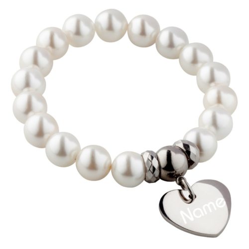 Perlen-Armband mit Gravur creme-weiß