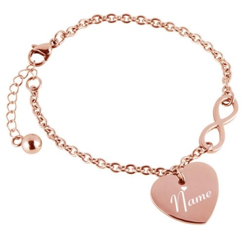 Herz-Armband mit Gravur Infinity rosegold