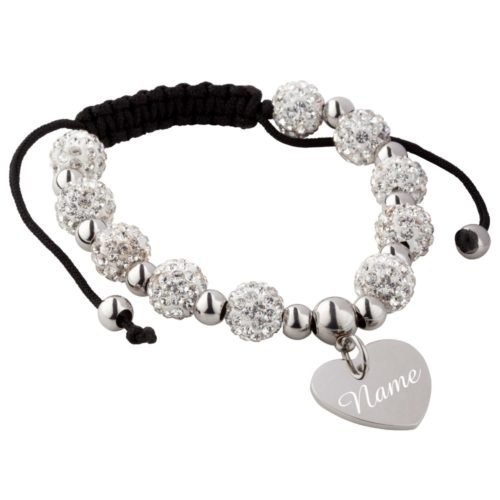 Shamballa-Armband mit Gravur Strass-Perlen