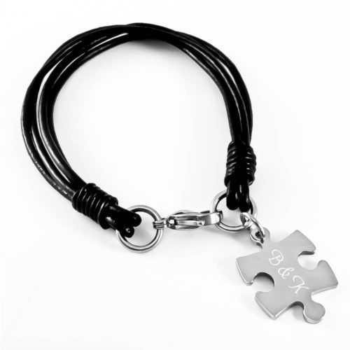 Leder-Armband mit Gravur Puzzle