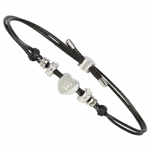 Zugarmband mit Gravur Herz mit Zierperlen