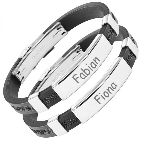 Partner-Armbänder Kautschuk Ornamente schwarz