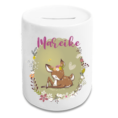 Spardose für Kinder mit Namen Rehkitz