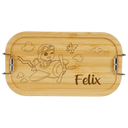 personalisierte Brotdose Lunchbox Bambus kleiner Pilot