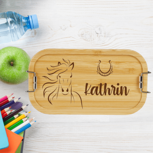 personalisierte Brotdose Kinder/ Lunchbox Metall mit Holzdeckel...