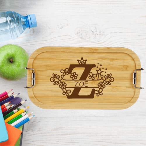 personalisierte Brotdose Kinder Lunchbox Metall mit Holzdeckel...