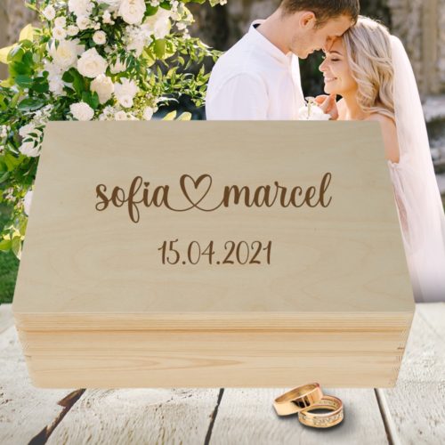Erinnerungskiste Geschenkidee zur Hochzeit elegant mit Wunschnamen...