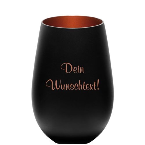 Windlicht mit Gravur schwarz-bronze Wunschtext