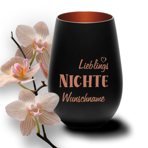 Deko-Windlicht Lieblings-Nichte mit Wunschnamen schwarz-bronze