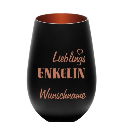 Deko-Windlicht Lieblings-Enkelin mit Wunschnamen schwarz-bronze