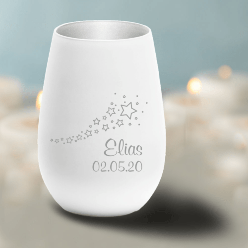 Windlicht Erinnerungslicht - Sterne mit individueller Gravur