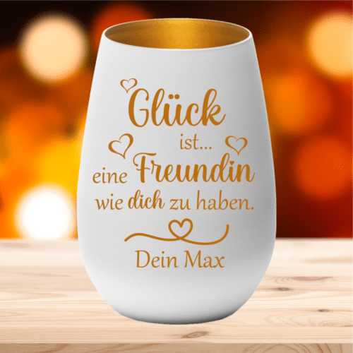 personalisiertes Windlicht Glück ist eine Freundin... mit Deinem...