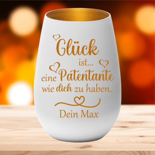 personalisiertes Windlicht Glück ist eine Patentante... mit Deinem...