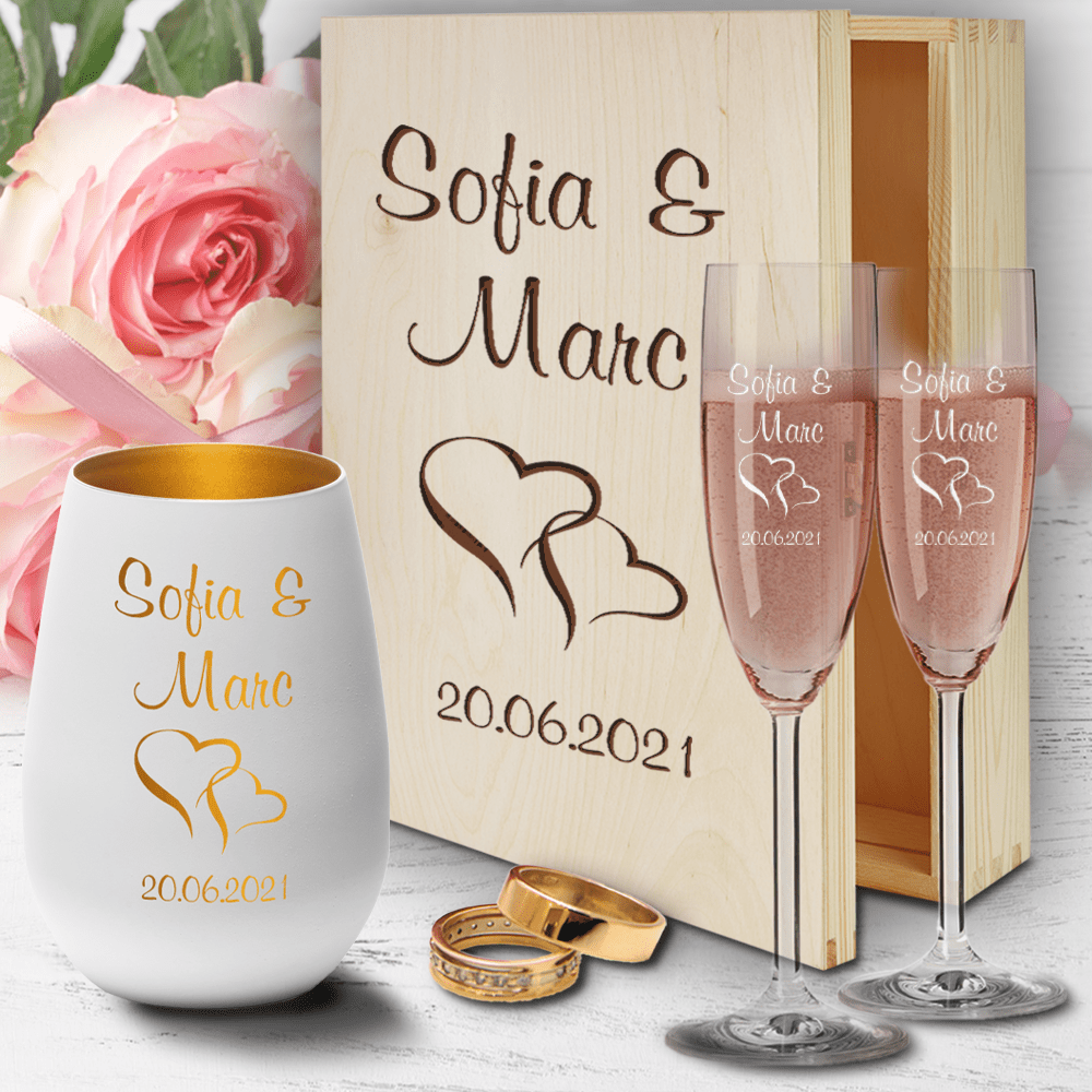 Bild von   sektglaeser zur hochzeit geschpng | fotogeschenkideende 🎀 Geschenke mit eigenem Foto Motiv o Text