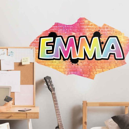Personalisierte Sticker Bunte graffiti bemalte wand mit Namen
