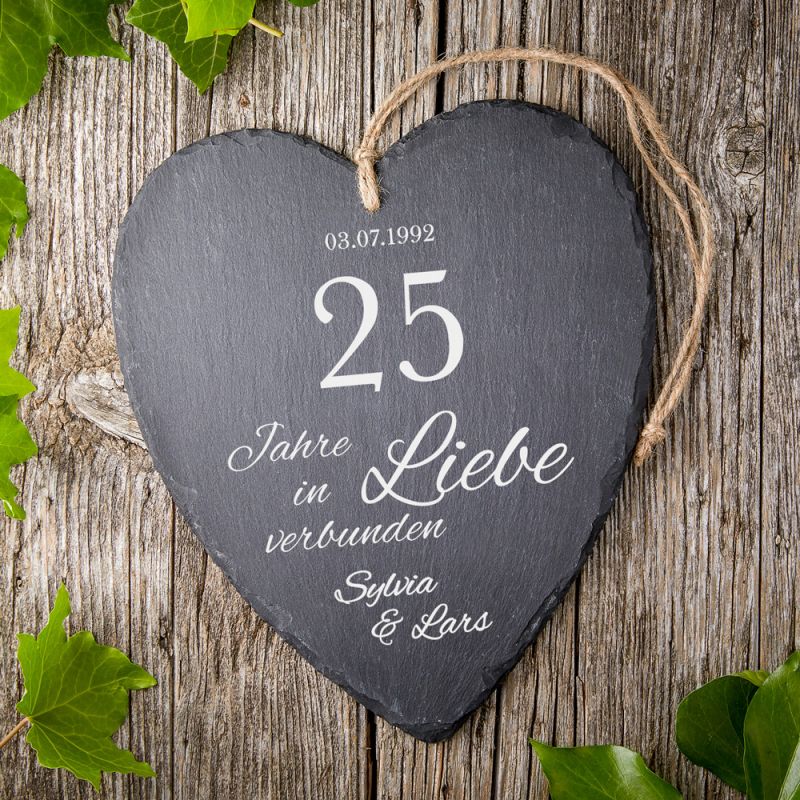 Bild von   schieferherz zur silberhochzeijpg | fotogeschenkideende 🎀 Geschenke mit eigenem Foto Motiv o Text