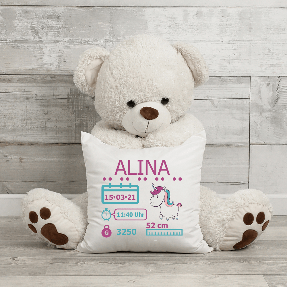 Bild von   geburtskissen einhorn mit wunspng | fotogeschenkideende 🎀 Geschenke mit eigenem Foto Motiv o Text