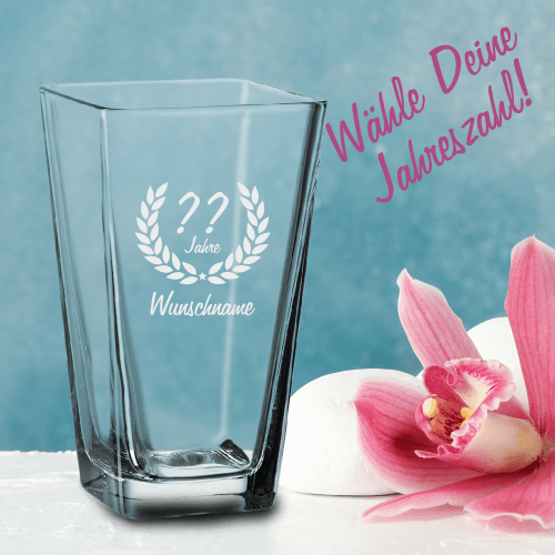 Vase zum Geburtstag mit Deinem Wunschnamen - Dein Wunschjahr