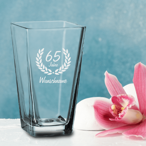 Vase zum 65. Geburtstag mit Deinem Wunschnamen