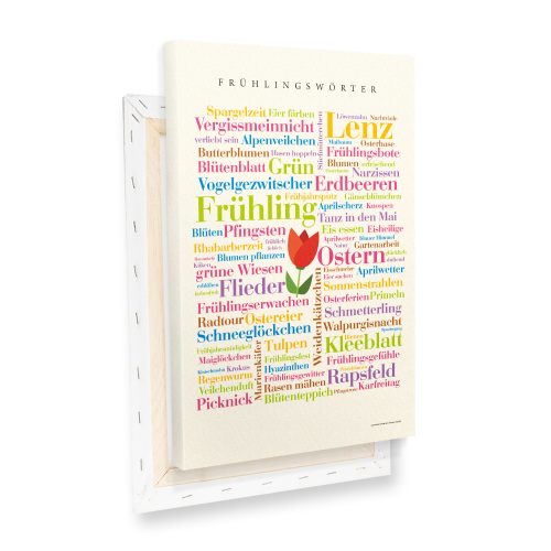 Leinwand Frühling Wörter – Keilrahmen