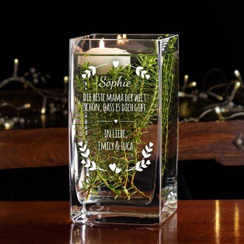 Vase mit Gravur für die Beste Mama