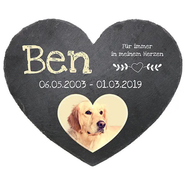 Bild von   gedenktafel schieferherz mit fjpg | fotogeschenkideende 🎀 Geschenke mit eigenem Foto Motiv o Text
