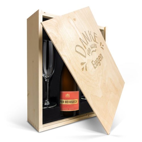 Champagnerpaket mit Gläsern - Piper Heidsieck Brut (750ml) - mit graviertem Deckel