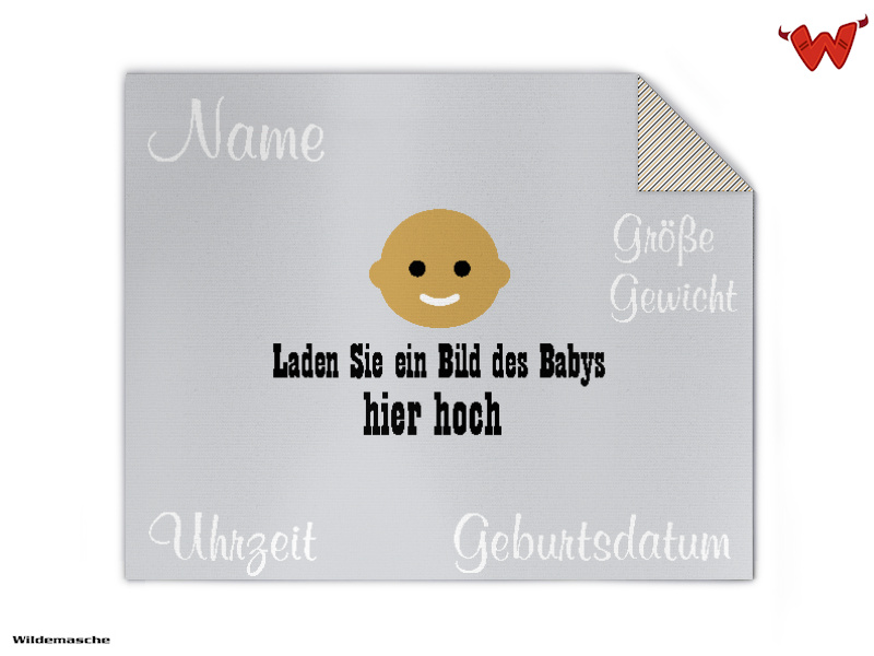 Strickdecke aus Wolle mit Baby Bild