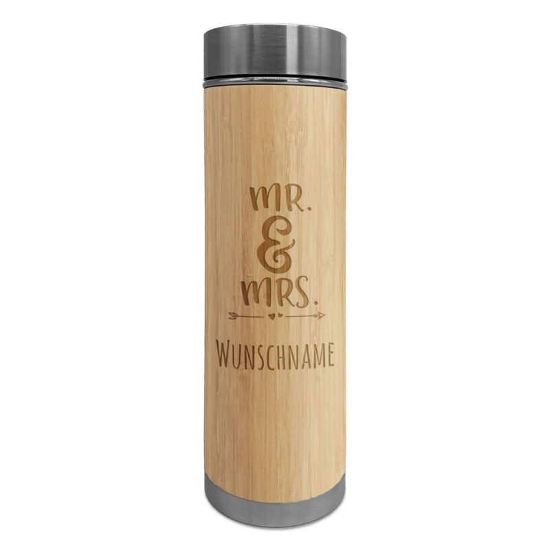 Bild von   bambus thermosflasche mit gravjpg | fotogeschenkideende 🎀 Geschenke mit eigenem Foto Motiv o Text