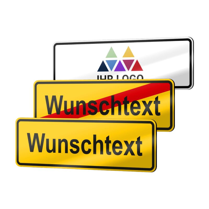 Ortsschilder mit eigenem Text - schmal