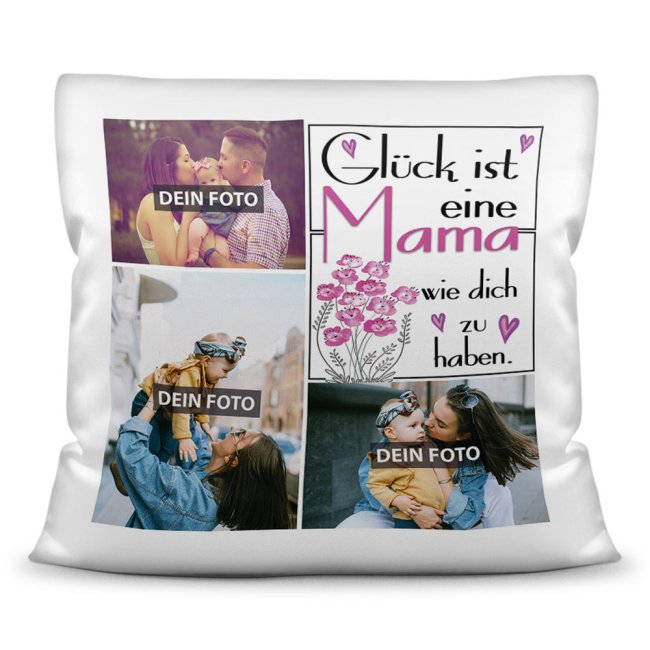 Kissen für Mama - Fotocollage mit drei Fotos zum selbst Gestalten - inkl. Füllung