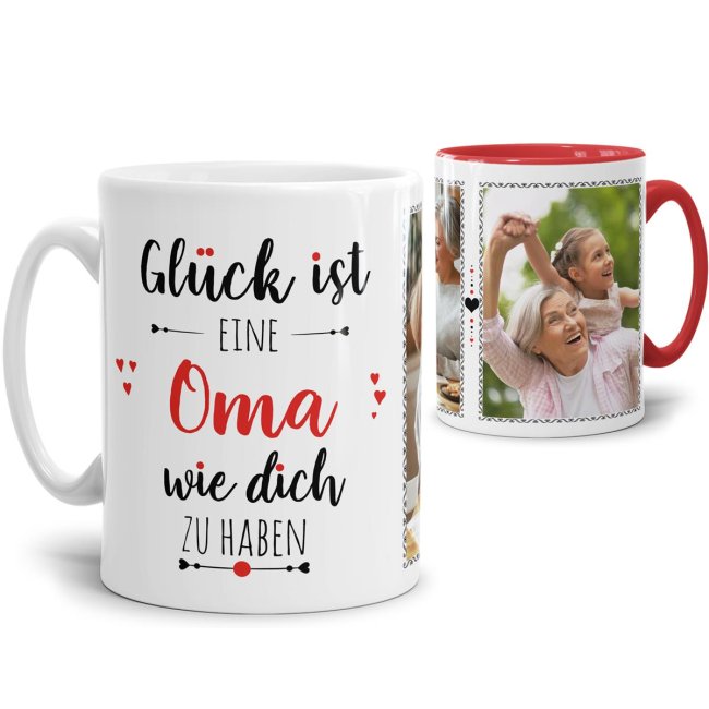 Tasse mit Fotocollage und Spruch - Glück ist