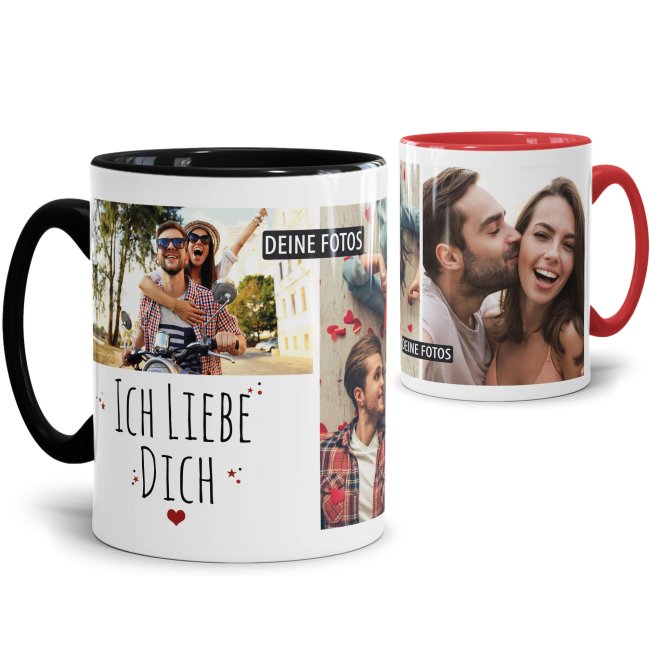 Tasse mit Fotocollage - Ich liebe Dich - für 3 Fotos