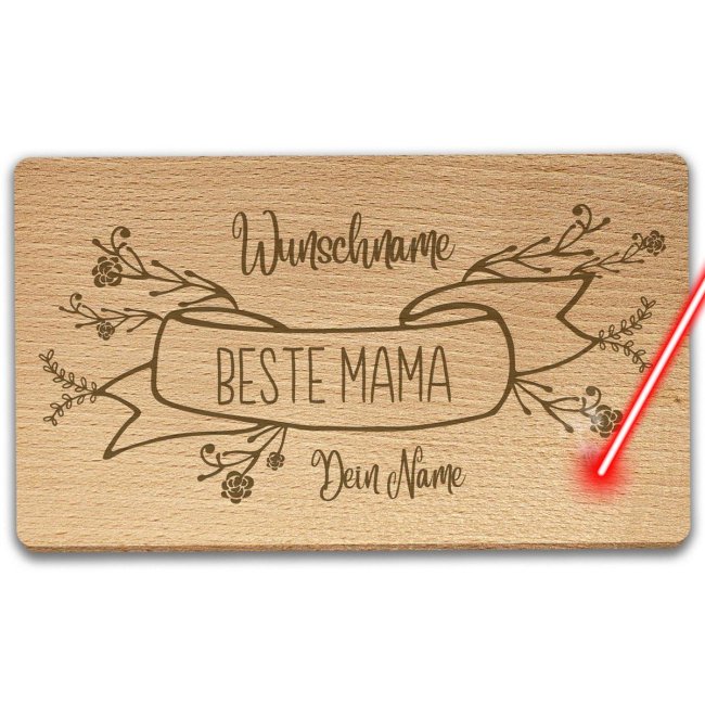 Holzbrettchen mit Gravur für Mama - personalisierbar mit Name